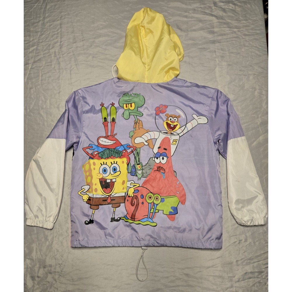 Nickelodeon Spongebob Squarepants Hooded Windbreaker Jacket Small, 1/4 Zip‎ READ